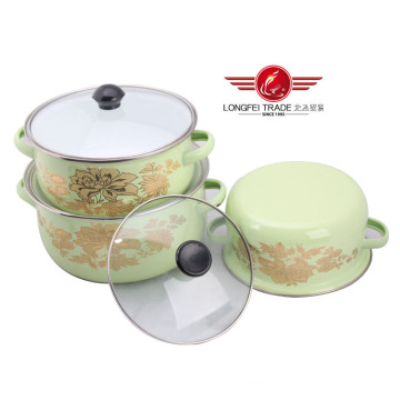 3PCS Colorful Enamel Casserole Cookware Set (672DG)